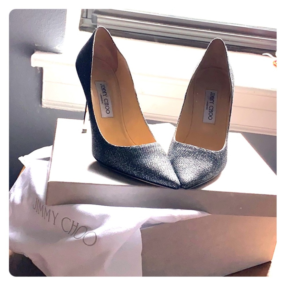 Jimmy Choo Lame glitter - anthracite high heels
